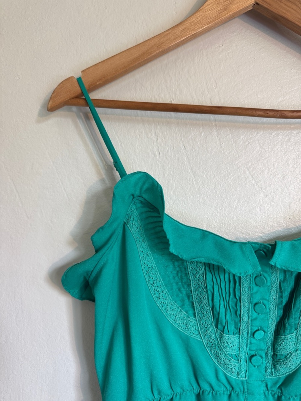 Forever 21 Teal Ruffle Trim Spaghetti Strap Camisole - Picture 3 of 8